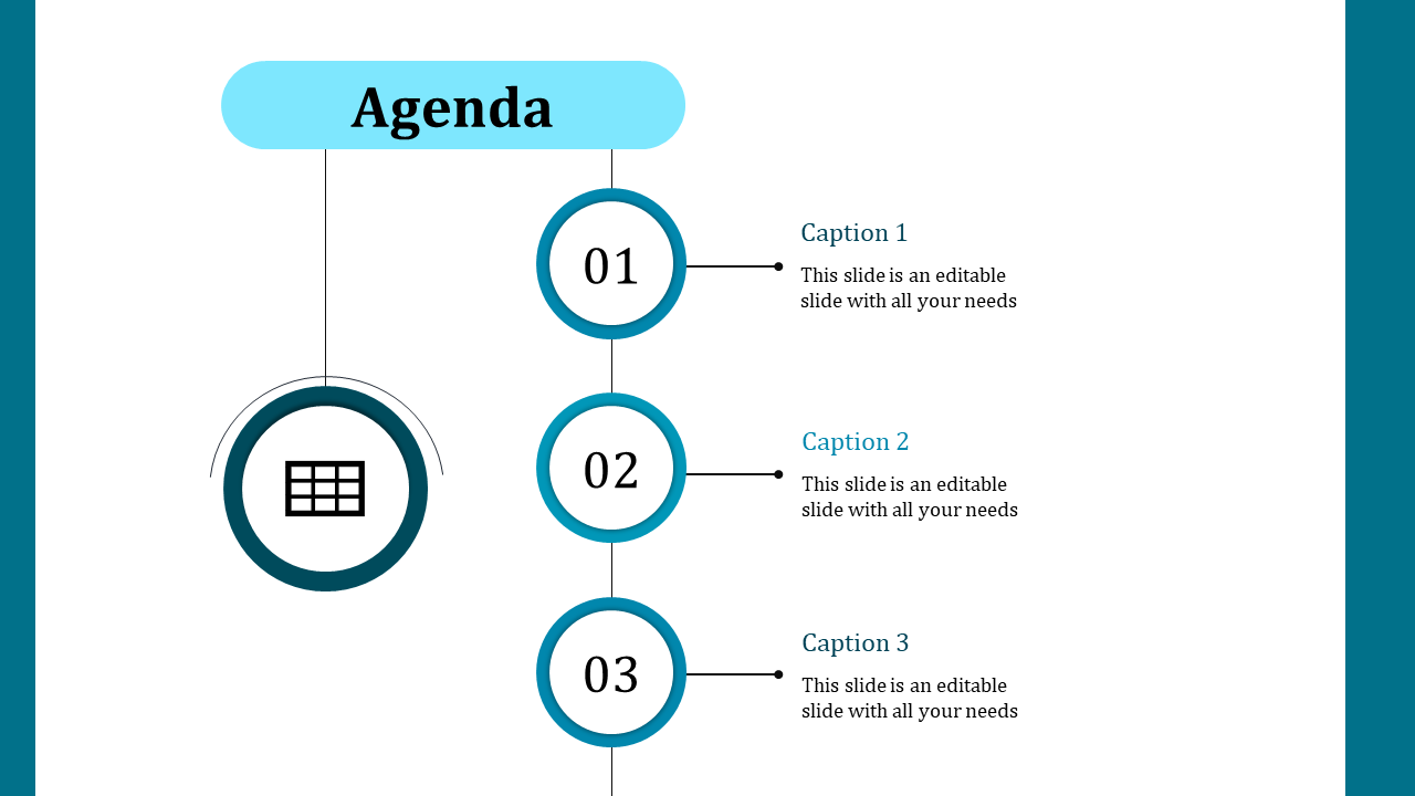 Amazing Agenda Slide Template PPT With Three Nodes